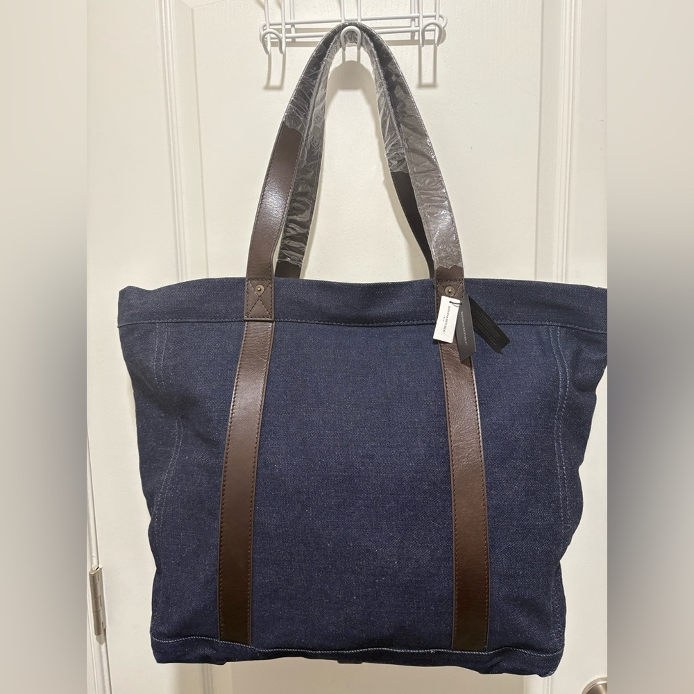 *NWT* Banana Republic Denim Tote Bag with Brown Leather Accents